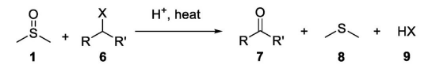 (pseudo) halogenated alkanes are heated in DMSO and converted into corresponding aldehydes and ketones